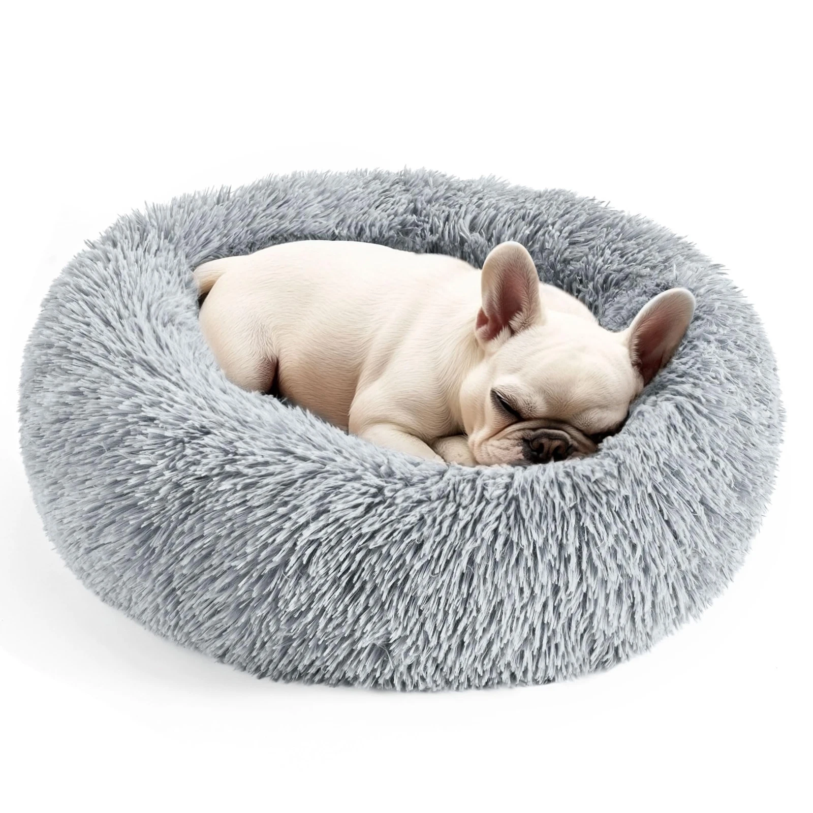 20 Inch Dog Cat Bed Calming Donut Bed for Puppy Kitten Washable Fluffy Pet Bed