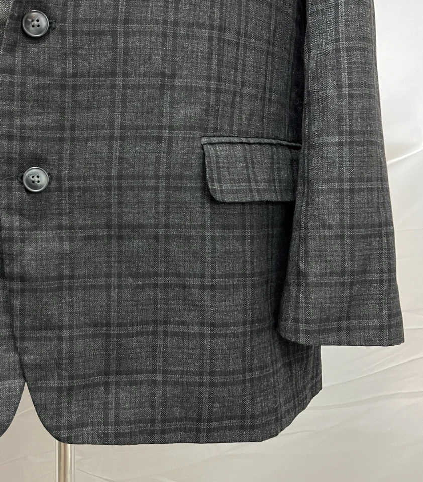 Jaqueta Blazer Masculina Haggar Classic Fit Cinza Carvão Janela Xadrez Preta 50L - Imagem 4 de 4