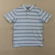Cherokee Polo Shirt YOUTH Large Blue Striped Short Sleeve Cotton