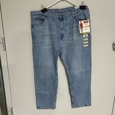 New Wrangler Flex Regular Fit Mens Jeans Blue 5 Star Denim Size 44x30 LIGHT WASH