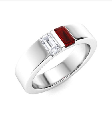 Emerald Cut Natural Garnet Gemstone Ring For Him 925 Silver Handmade Ring