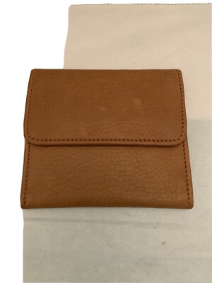 Ermenegildo Zegna Leather Cognac small Coin Purse case  Wallet Vintage