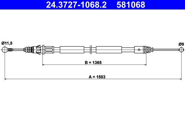 ATE Bremsseil Hinten Links Renault 24.3727-1068.2-image