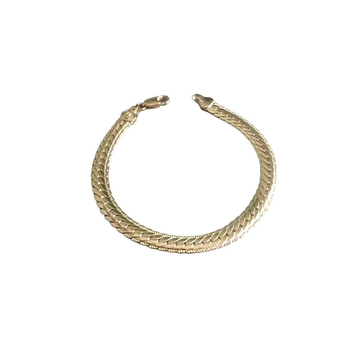 Bracelet maille anglaise ciselée femme en plaqué or jaune 18,5 cm chic