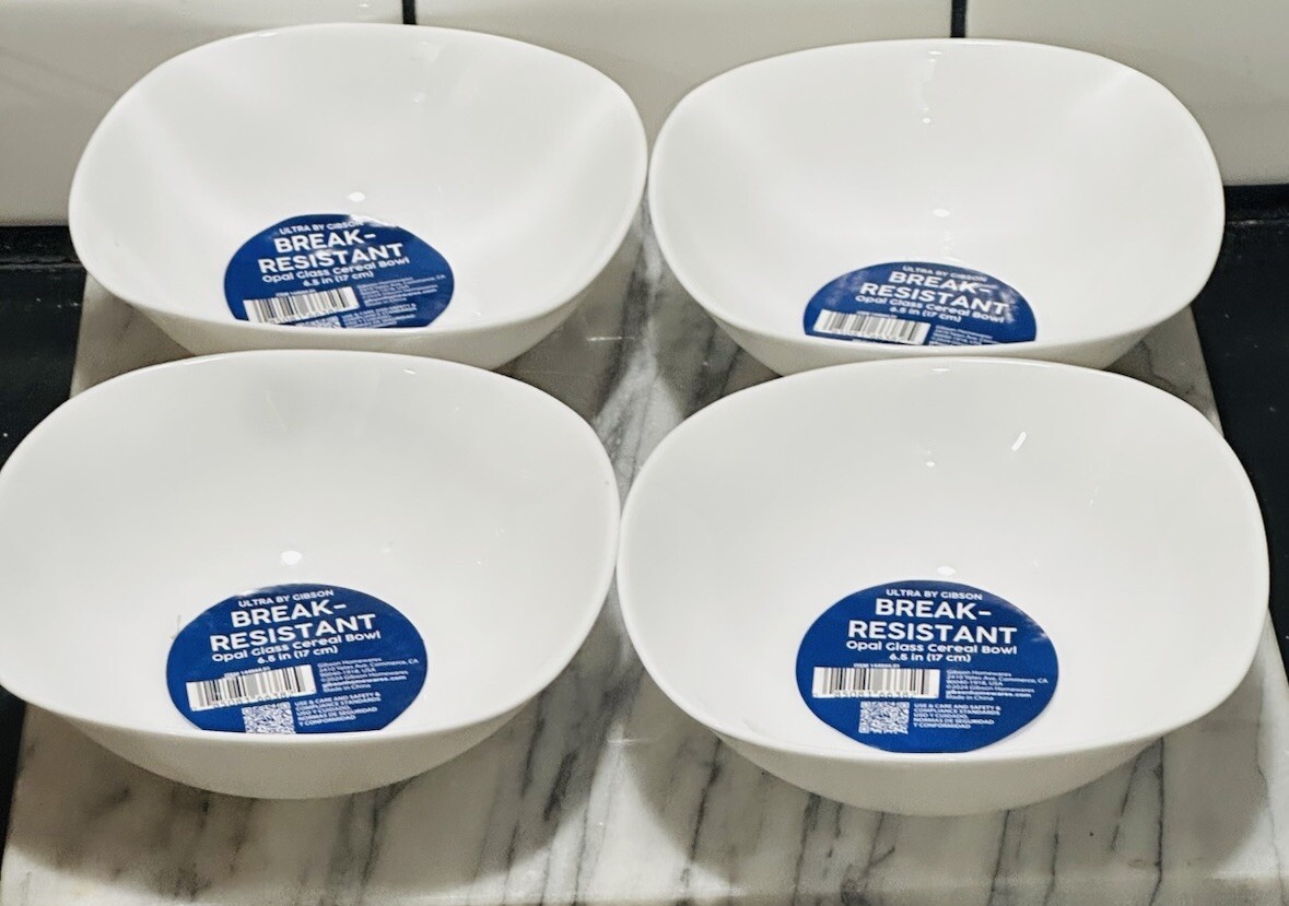 Gibson Bowls In White/Modern Style Fine Ceramic Opal Set Of 4
