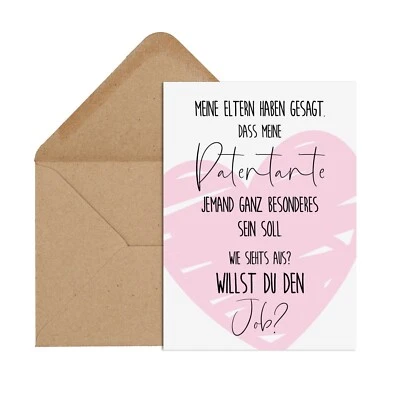 Postkarte Willst Du den JOB? Patentante/Patenonkel inkl. Briefumschlag Geschenk