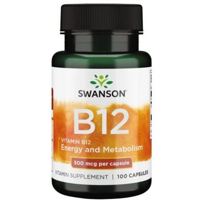 Swanson Vitamin B12 500mcg 100 Capsules, Tiredness, Fatigue and Energy Support