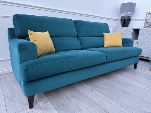 Furniture Village Lounge Co Romilly 4+4 Seater Sofas Teal Velvet Fabric - Picture 3 of 18