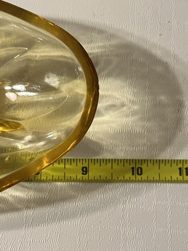 Piatto da portata/sedano vintage in vetro ambrato ovale 9” metà secolo - Foto 4 di 4