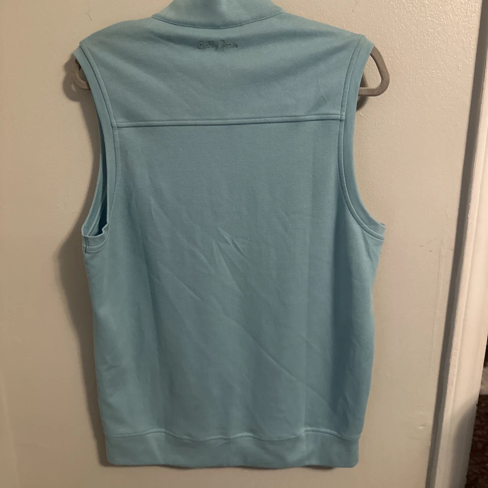 Chaleco Bobby Jones Para Hombres Mediano Azul Aqua Golf Pullover 1/4 Cremallera Algodón Pima Foto 4 de 4