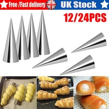 12/24Pcs Stainless Steel Pastry Cream Horn Molds Conical Cone Baking Mould Tool