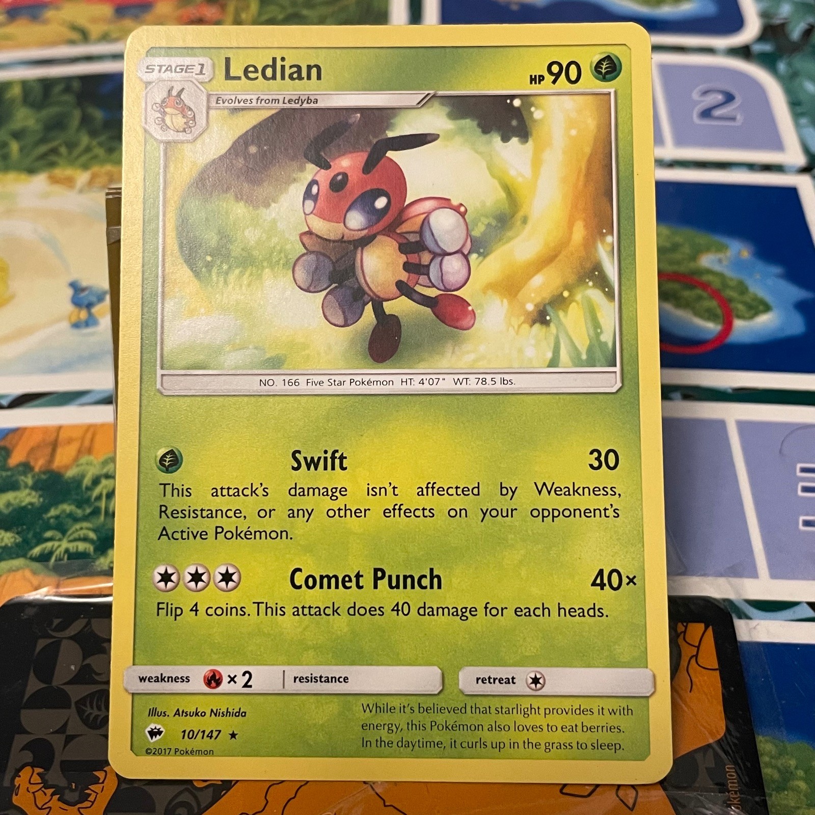 Ledian 10/147 Rare Burning Shadows Pokemon Near Mint