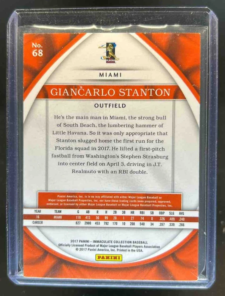 2017 Immaculate Giancarlo Stanton #80/99 Marlins - Image 2 of 2