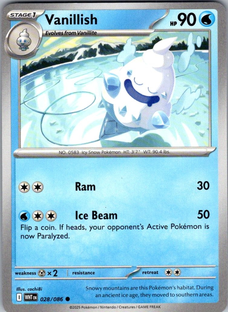 Vanillish White Flare 028/086 Common Pokemon Near Mint