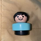 Fisher Price Little People VTG 1990 Chunky Black Hair  BOY Light Blue Body