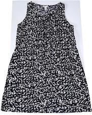 Size 8 Ming By Mango Black And White Abstract Print Sleeveless Dress Womens