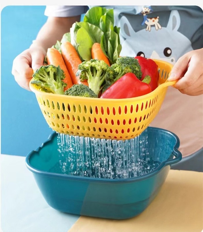 Vegetable Washing Baskets in The Kitchen Fruit Baskets Multi-layer Stackable 3Pc