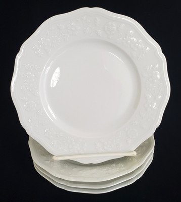 (4) RAYNAUD CERALENE HAWTHORN WHITE BREAD BUTTER PLATES LIMOGES FRANCE 6 5/8''