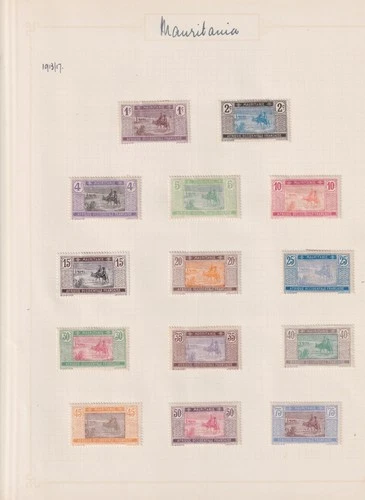 MAURITANIE, MAURITANIA. 1913-1937. COMPL. COLLECTION. 59 STAMPS + BLOCK. MLH