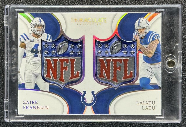 1/1 LAIATU LATU ZAIRE FRANKLIN 2024 PANINI IMMACULATE DUAL NFL SHIELD PATCH 1/1