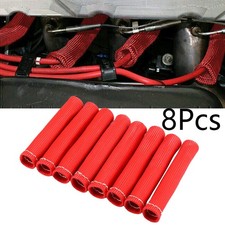 8pcs Spark Plug Wire Boots Heat Shield Protector Sleeve 2500 Degree 6 Inch Red