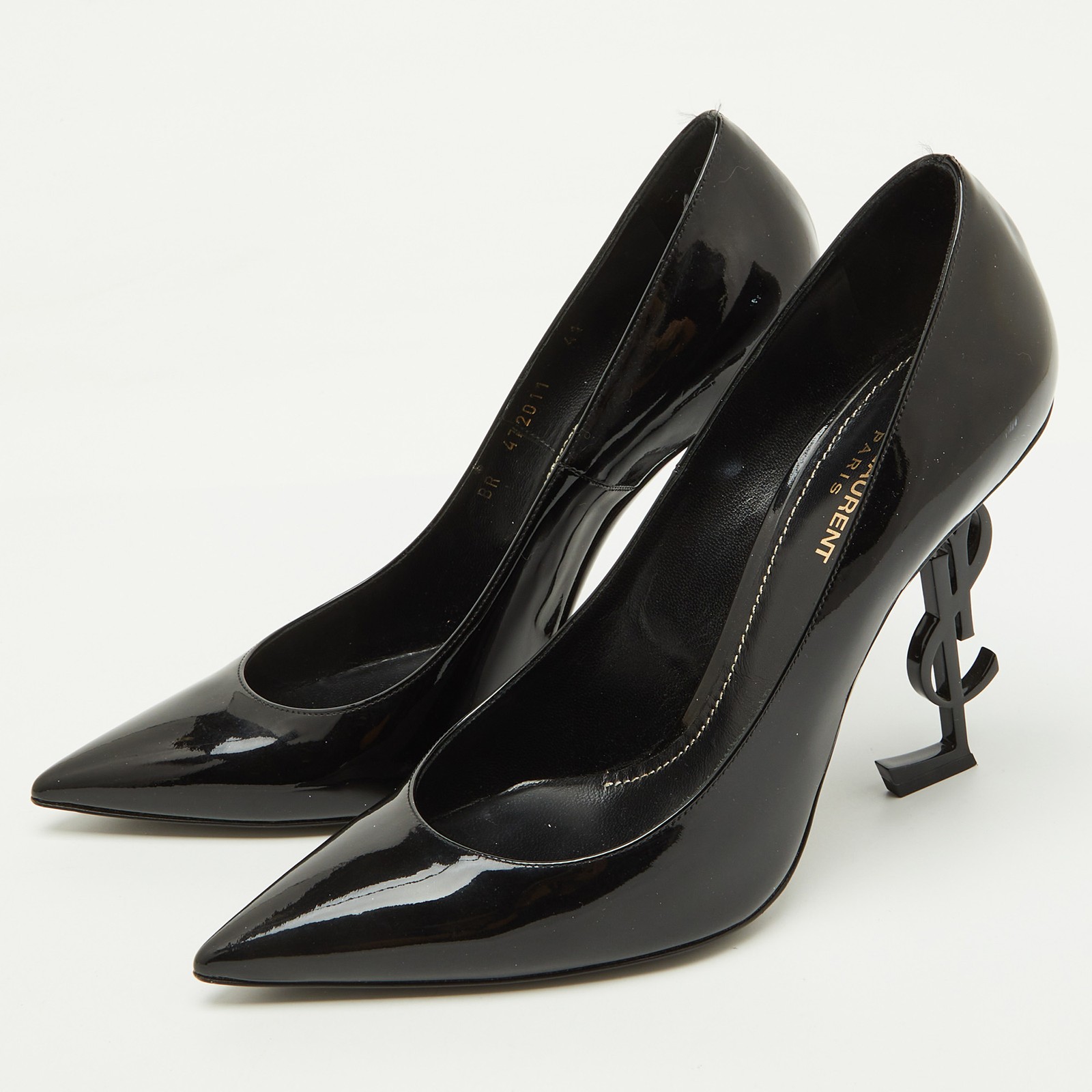 Decolte Saint Laurent nere in vernice Opyum a punta taglia 41