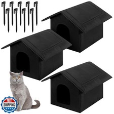 Soaoo 3 Pcs Cat Houses for Outdoor Stray Cats Shelter Weatherproof Outside Ho