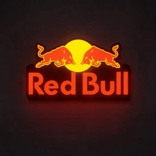 Red Bull LED Sign 8.5” USB Neon Light MX Garage Room Decor Man Cave Gift