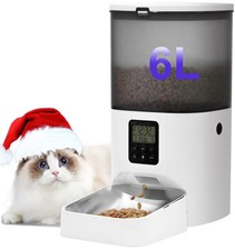Automatic Cat Feeder, 6L Food Dispenser with 10s Voice 6L, Jade white