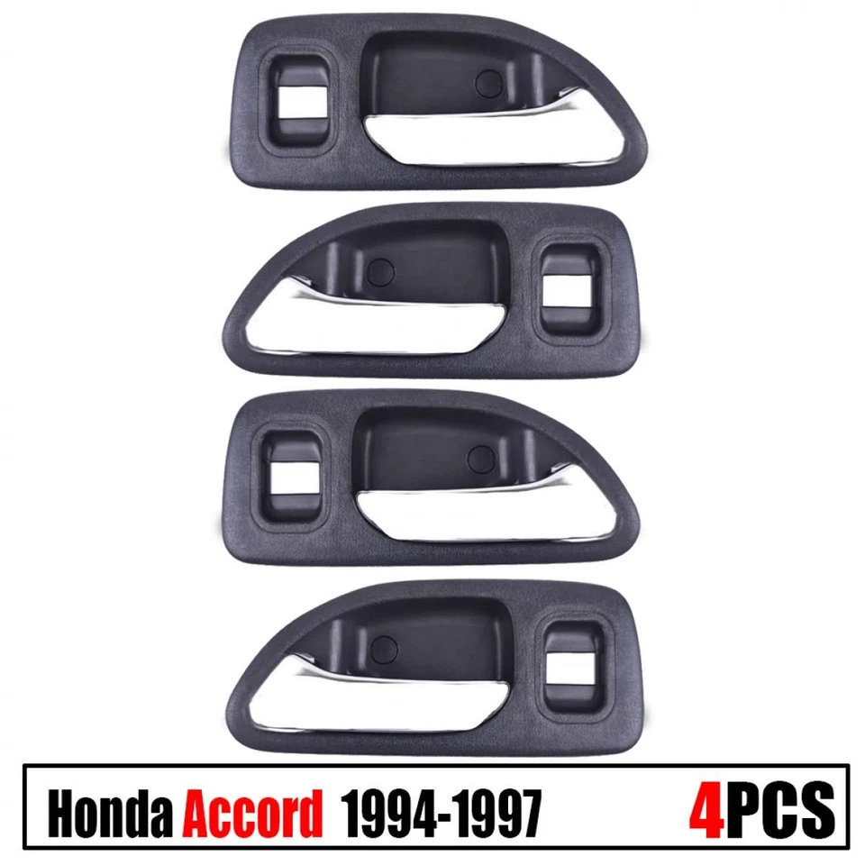 Manija de puerta interior delantera trasera LR cromada negra para Honda Accord CD sedán 1994-1997 Foto 2 de 4
