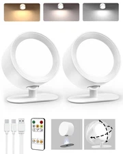 LED Wall Mounted Lights, Rechargeable Wall Sconces Lamp, 3 Color Temps & Remote