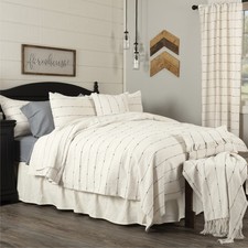 VHC Farmcloth Stripe Queen Coverlet 94x 94  Country Farmhouse Quilt