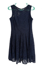 DB Established 1962 Navy Blue Sleeveless Knee Length Lace Overlayed Dress
