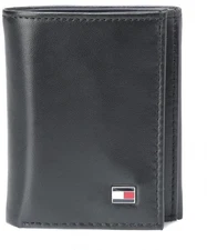 Tommy Hilfiger Men's Leather Credit Card Wallet Slim Trifold Black 31TL11X018