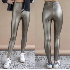 COMMANDO Perfect Control Faux Leather Leggings Bronze Metallic High Rise S USA