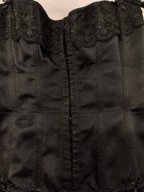 Ann Summers Black Satin & Lace Frilled Corset Top Size 10-12