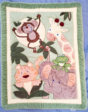 Jungle Babies 2 Pc Crib Bedding Animals Comforter, Dust Ruffle Skirt NoJo Monkey