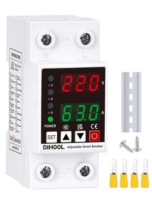 Smart Circuit Breaker with Adjustable Voltage Protection, 70-200V Low and 140...