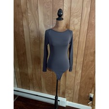 Princess Polly Womens Grey Open Back Long Sleeve Bodysuit Size US 4 AU 8