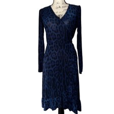 Scoop navy & black wrap ruffle dress small