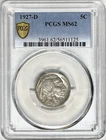 1927 D BUFFALO NICKEL PCGS MS62 BETTER DATE - GOLD SHIELD LABEL