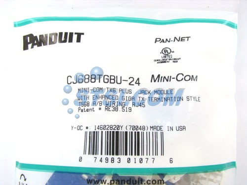 (24-PACK) Panduit CJ688TGBU-24 Cat6 Mini-Com Jack Module, Blue GENUINE ~STSI - Afbeelding 3 van 4