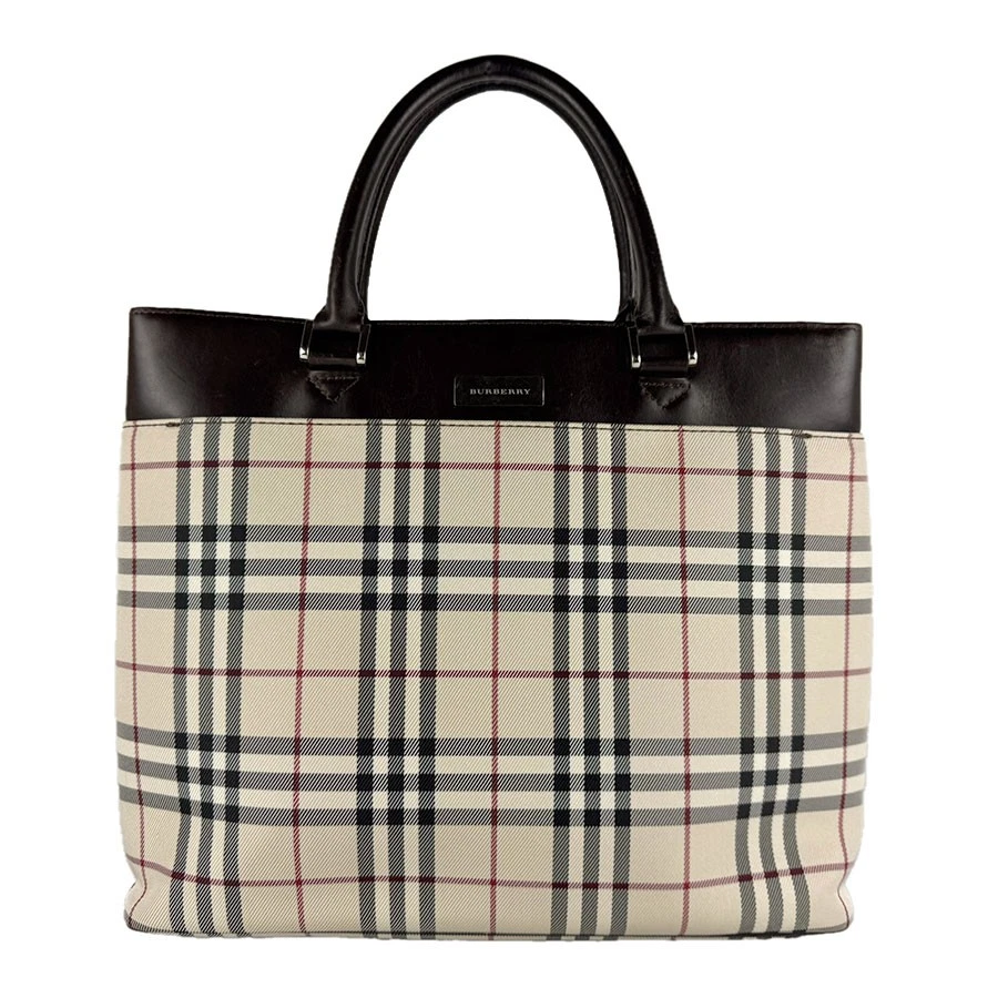 Burberry — Auth BURBERRY Nova Check Handbag Beige/Brown Canvas/Leather/Silvertone - z9414