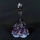 Fenton Plum Opalescent Carnival Glass Temple Bell - Lily of the Valley 6"