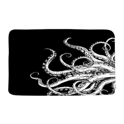 Octopus Tentacles Bath Mat Ocean Kraken Vintage Black and White Sea Animal Li...