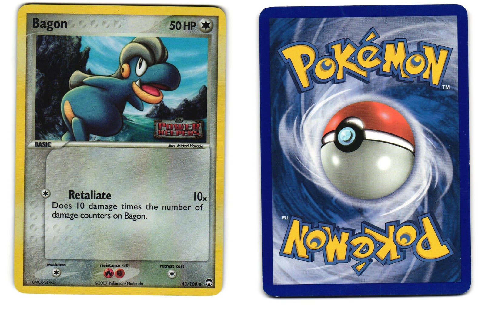 BAGON 43/108 COMMON POWER KEEPERS REVERSE HOLO LP 2007 POKEMON