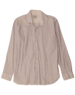Ted Baker Herren Hemd Abstraktes Muster Größe 16 Large Weiß Baumwolle BK28