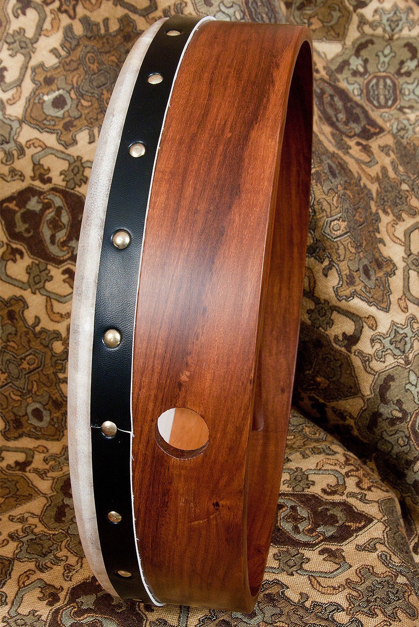 14" IRISH CELTIC BODHRAN DRUM w/ FIXED GOATSKIN HEAD ~ SOLID SHEESHAM FRAME