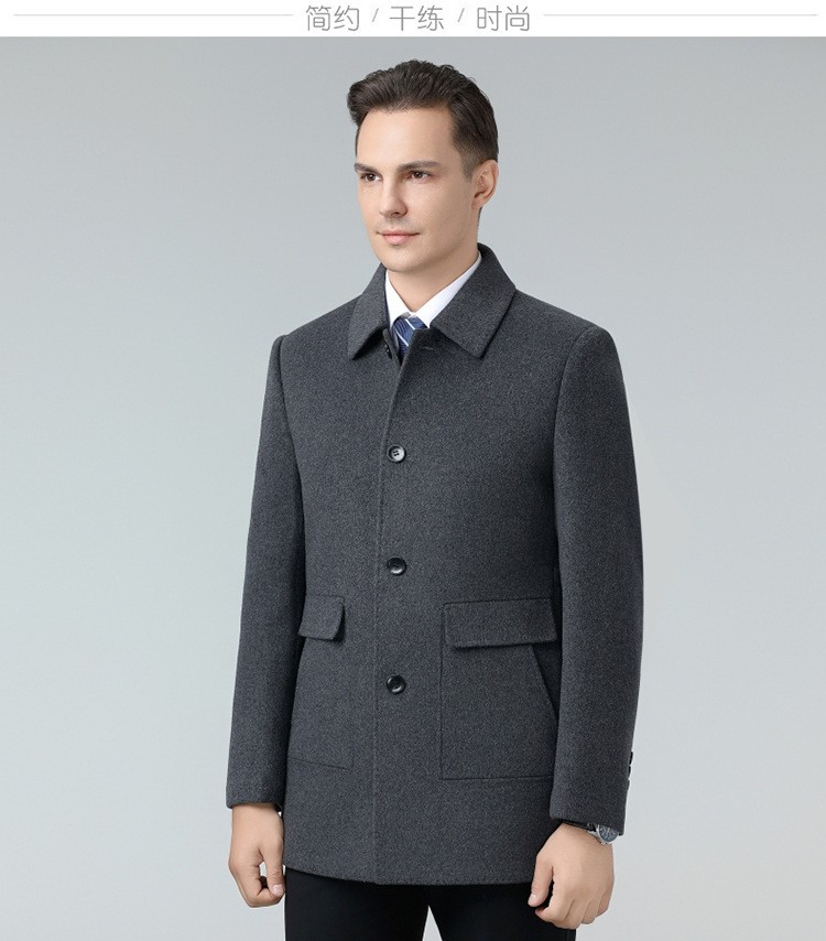 New Cashmere Coat Men Winter Business Casual Jacket Down Lining