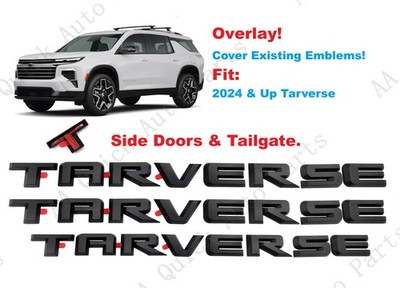 Overlay 3PCS Matte Black Doors Rear Traverse Emblems Letters 2024+ Traverse